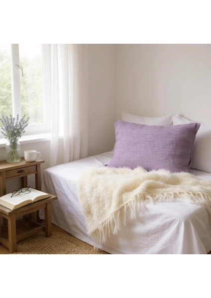 4 Katlı Müslin Lila Renk 50X70 Cm. %100 Pamuklu 2 Adet Yastık Kılıfı modelleri