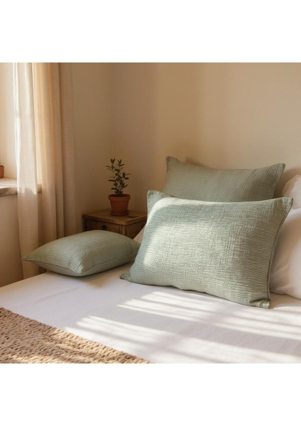4 Katlı Müslin Çağla Yeşili Renk 50X70 Cm. %100 Pamuklu 2 Adet Yastık Kılıfı fırsatları