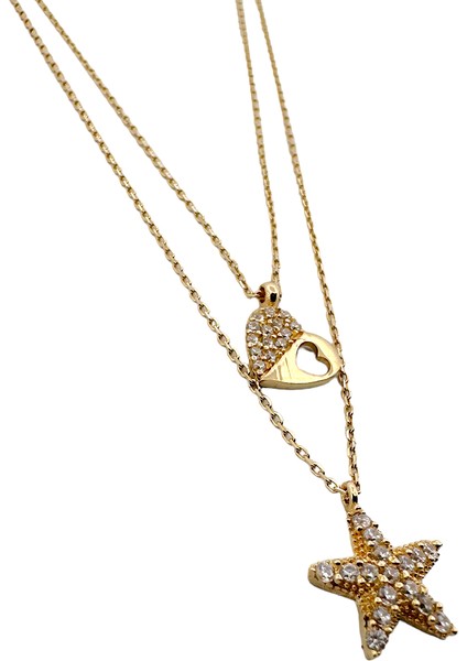 - 14 Ayar Kalp ve Yıldız Ikili Kolye fiyatları