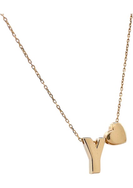 - 14 Ayar Y Harfli Kalpli Hayalet Zincir Altın Kolye fiyatları