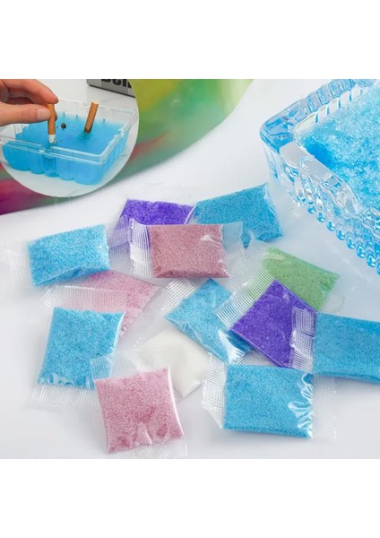 Plastik Kül Tablası + Renkli Sigara Söndürme Jel Kum Seti – 5’li Küllük & 5’li Jel Kum fiyatları