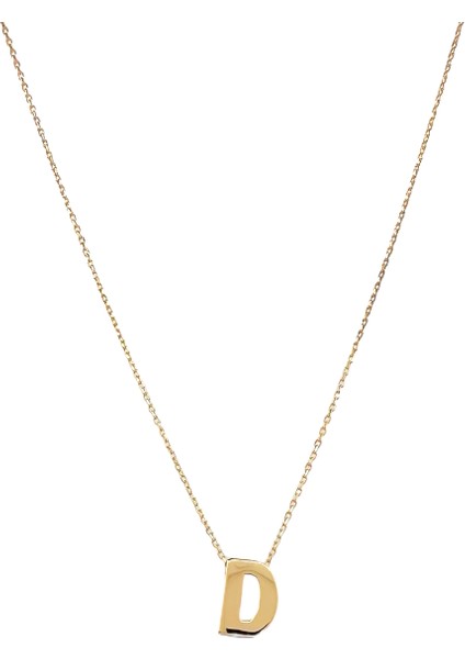 - 14 Ayar D Harfli Hayalet Zincirli Altın Kolye