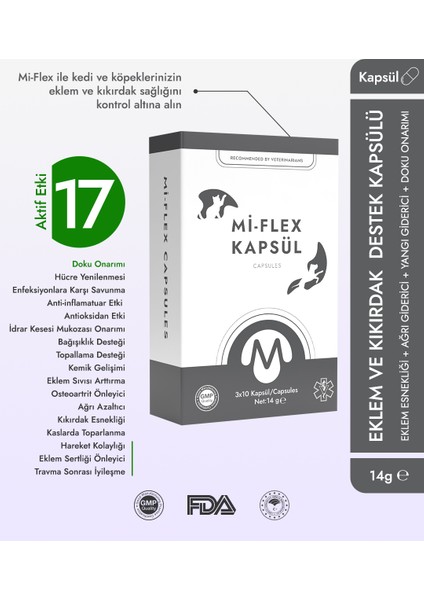 Mi-Flex Kedi Köpek Kıkırdak ve Kemik Sağlığı Kapsülü