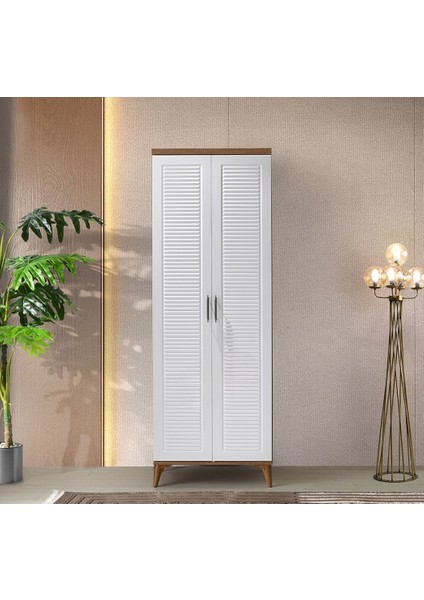 Paris 2 Kapaklı Komple Mdf Atlantik Çam-Beyaz Gardırop - Elbise Dolabı -Genç Odasıı fırsatları