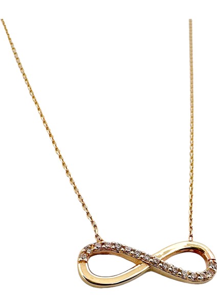 - 14 Ayar Altın Sonsuzluk Taşlı Kolye fiyatları