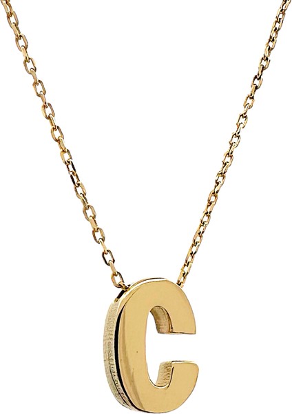 - 14 Ayar C Harfli Hayalet Zincirli Altın Kolye fiyatları