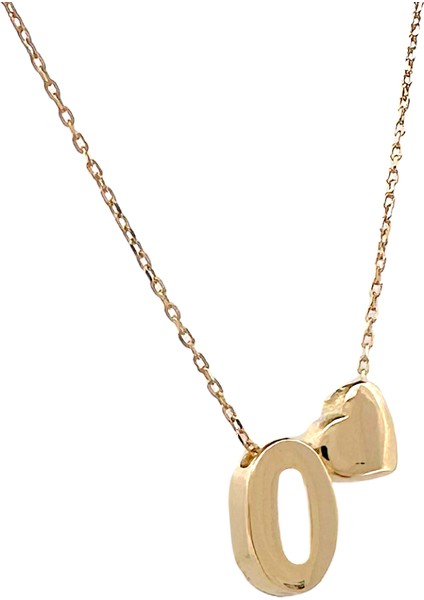 - 14 Ayar O Harfli Kalpli Hayalet Zincir Altın Kolye fiyatları