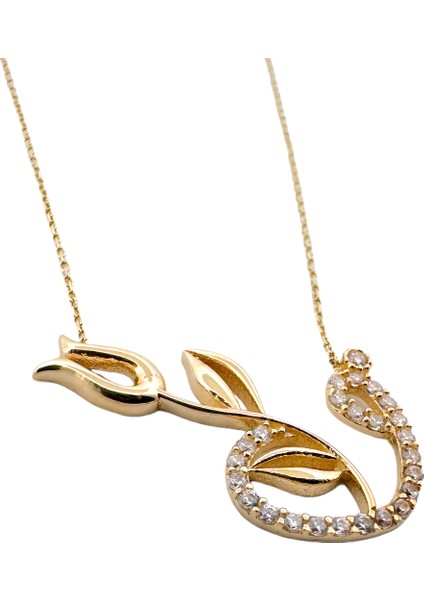 - 14 Ayar Taşlı Vav ve Lale Tasarım Kolye fiyatları