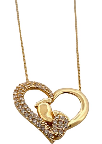 - 14 Ayar Bebek Adımları Taşlı Kolye fiyatları