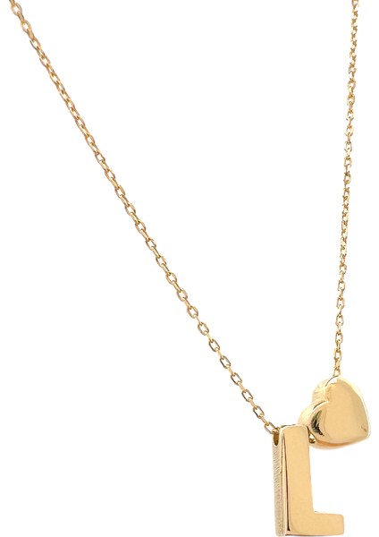 - 14 Ayar L Harfli Kalpli Hayalet Zincir Altın Kolye fiyatları