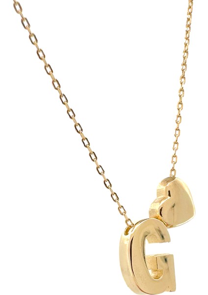 - 14 Ayar G Harfli Kalpli Hayalet Zincir Altın Kolye fiyatları