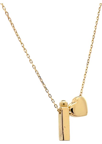 - 14 Ayar I Harfli Kalpli Hayalet Zincir Altın Kolye fiyatları