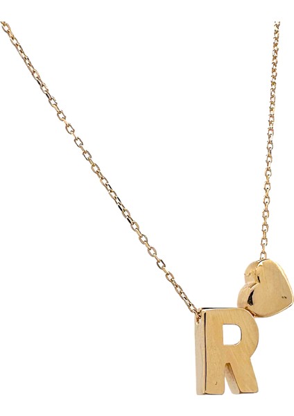 - 14 Ayar R Harfli Kalpli Hayalet Zincir Altın Kolye fiyatları