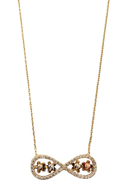 - 14 Ayar Altın Sonsuzluk Çiçekleri Kolye