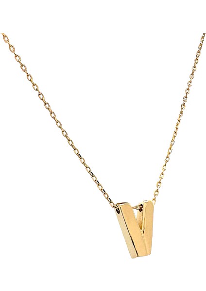 - 14 Ayar V Harfli Hayalet Zincirli Altın Kolye fiyatları