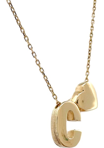 - 14 Ayar C Harfli Kalpli Hayalet Zincir Altın Kolye fiyatları