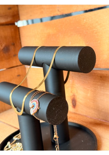 Dekoratif Siyah Takı Standı Organizer Set Şık Makyaj Mücevher Kolye Yüzük Sergi - 3D Baskı Organizer