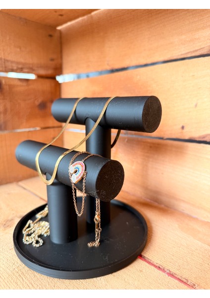 Dekoratif Siyah Takı Standı Organizer Set Şık Makyaj Mücevher Kolye Yüzük Sergi - 3D Baskı Organizer modelleri