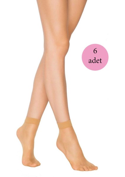 6 Adet Kadın Ten Süper 15 Mat Soket Çorap Ten