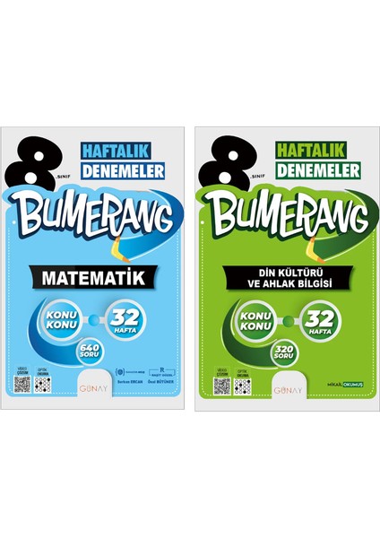 8. Sınıf Bumerang Serisi 32 Haftalık Denemeler Matematik Din Kültürü ve Ahlak Bilgisi Seti 2026 Güncel Basım