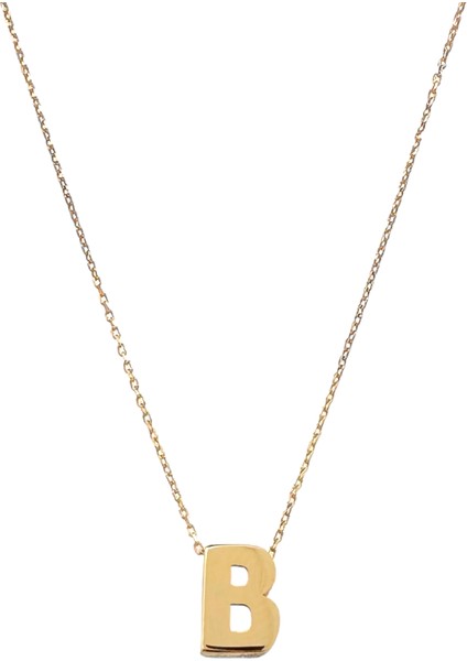 - 14 Ayar B Harfli Hayalet Zincirli Altın Kolye