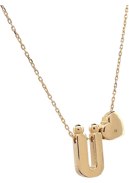 - 14 Ayar Ü Harfli Kalpli Hayalet Zincir Altın Kolye fiyatları