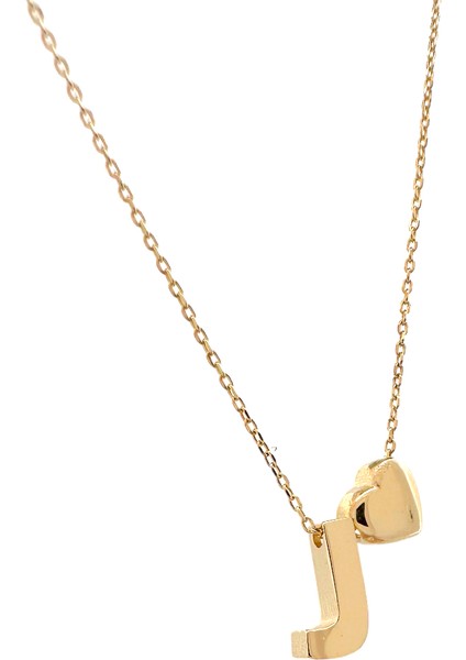 - 14 Ayar J Harfli Kalpli Hayalet Zincir Altın Kolye fiyatları