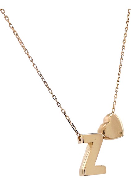 - 14 Ayar Z Harfli Kalpli Hayalet Zincir Altın Kolye fiyatları