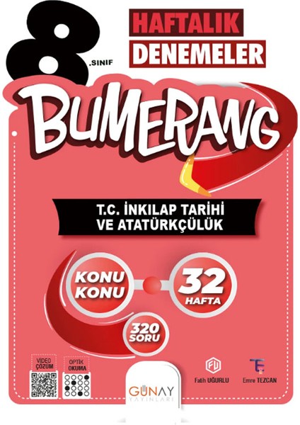 8. Sınıf Bumerang Serisi 32 Haftalık Denemeler Türkçe Matematik Fen Bilimleri Inkılap Tarihi Din Kültürü Seti 2026 Güncel Basım indirimleri