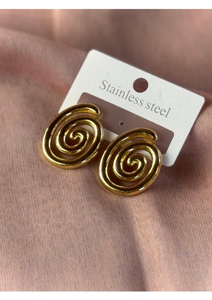 Çelik Küpe Sarmal Şekilli Gold Renk fiyatları