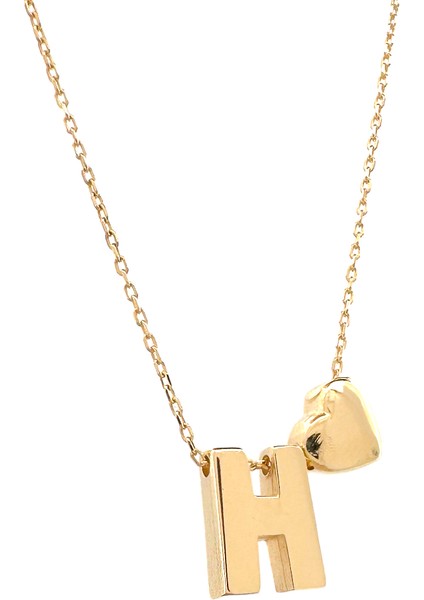 - 14 Ayar H Harfli Kalpli Hayalet Zincir Altın Kolye fiyatları