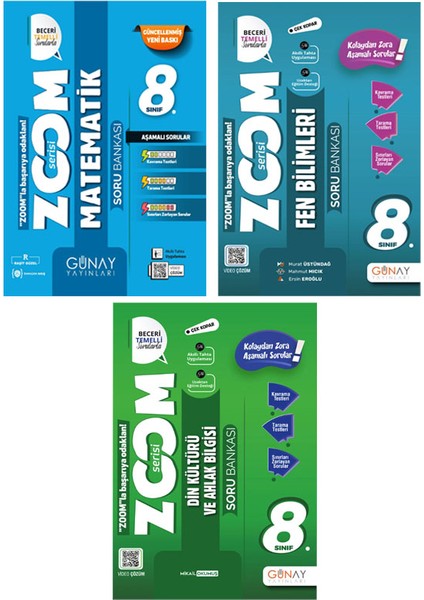 8. Sınıf Zoom Serisi Matematik Fen Bilimleri Din Kültürü ve Ahlak Bilgisi Soru Bankası Seti 2026 Güncel Basım