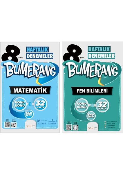 8. Sınıf Bumerang Serisi 32 Haftalık Denemeler Matematik Fen Bilimleri Seti 2026 Güncel Basım