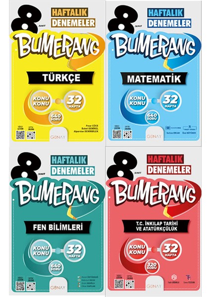 8. Sınıf Bumerang Serisi 32 Haftalık Denemeler Türkçe Matematik Fen Bilimleri Inkılap Tarihi Seti 2026 Güncel Basım