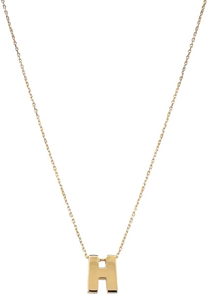 - 14 Ayar H Harfli Hayalet Zincirli Altın Kolye