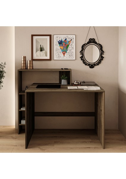 Amber Çalışma Masası – Raflı, Modern Bilgisayar Masası