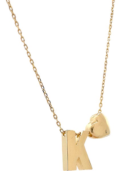 - 14 Ayar K Harfli Kalpli Hayalet Zincir Altın Kolye fiyatları