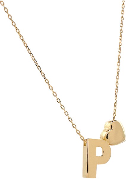 - 14 Ayar P Harfli Kalpli Hayalet Zincir Altın Kolye fiyatları