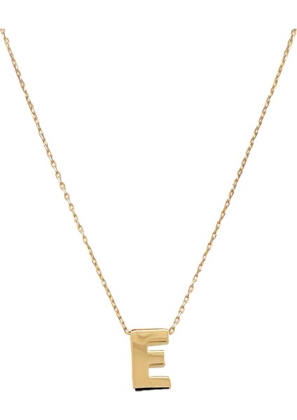 - 14 Ayar E Harfli Hayalet Zincirli Altın Kolye
