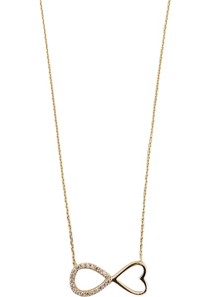 - 14 Ayar Altın Aşk Içinde Sonsuzluk Kolye