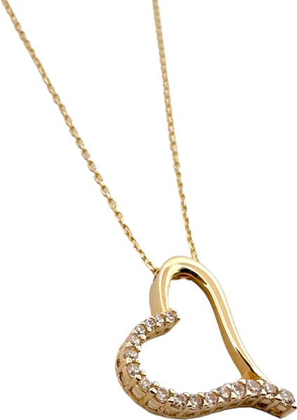 - 14 Ayar Altın Taşlı Kalp Kolye fiyatları