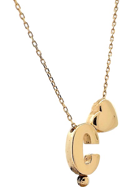 - 14 Ayar Ç Harfli Kalpli Hayalet Zincir Altın Kolye fiyatları