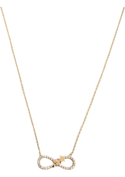 - 14 Ayar Altın Sonsuz Üç Yıldız Kolye