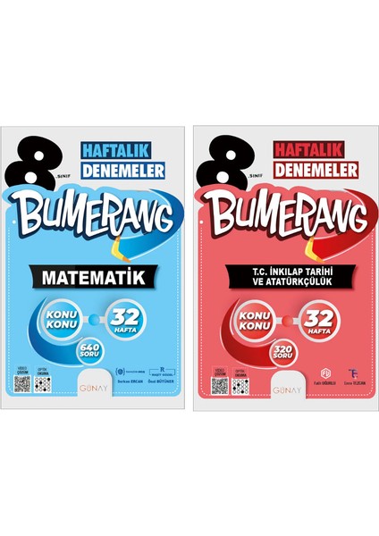 8. Sınıf Bumerang Serisi 32 Haftalık Denemeler Matematik Inkılap Tarihi Seti 2026 Güncel Basım