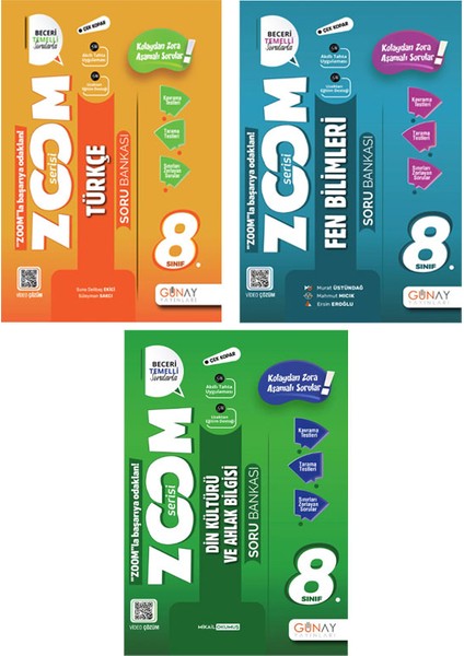 8. Sınıf Zoom Serisi Türkçe Fen Bilimleri Din Kültürü ve Ahlak Bilgisi Soru Bankası Seti 2026 Güncel Basım