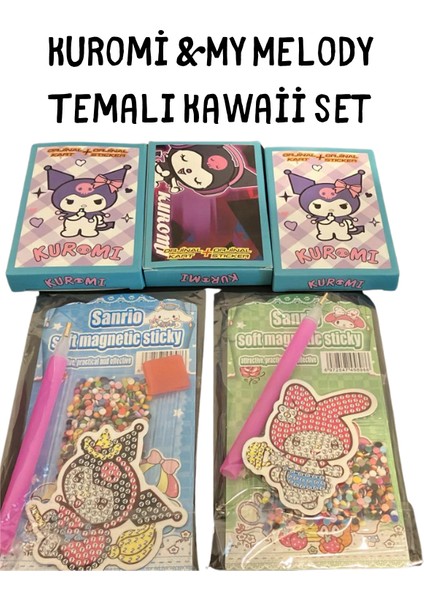 Kuromi My Melody Puzzle Kart Sticker Seti | Kawaii Anime Koleksiyon