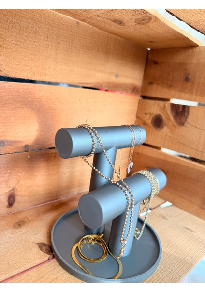 Dekoratif Gri Takı Standı Organizer Set Şık Makyaj Mücevher Kolye Yüzük Sergi 3d Takı Standı fiyatları