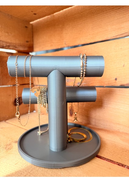 Dekoratif Gri Takı Standı Organizer Set Şık Makyaj Mücevher Kolye Yüzük Sergi 3d Takı Standı modelleri