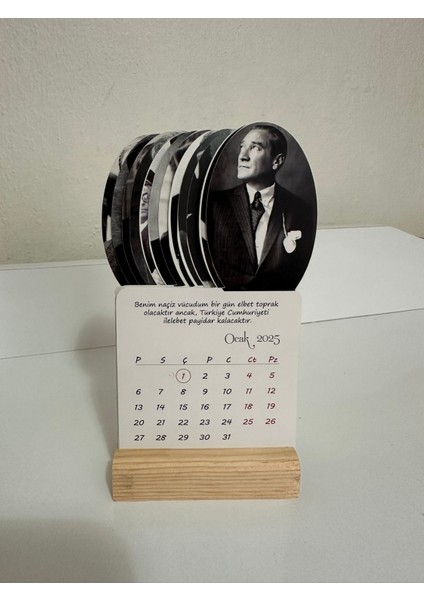 2026 Atatürk Takvimi Ahşap Ayaklı Atatürk Temalı Mini Özel Tasarım Takvim, Atatürk 2026 Takvim modelleri