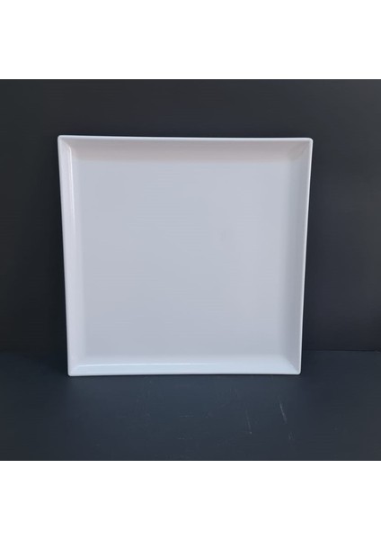 6 Adet Standart Kare Melamin Tatlı & Yemek Servis Tabağı 35 cm - Beyaz